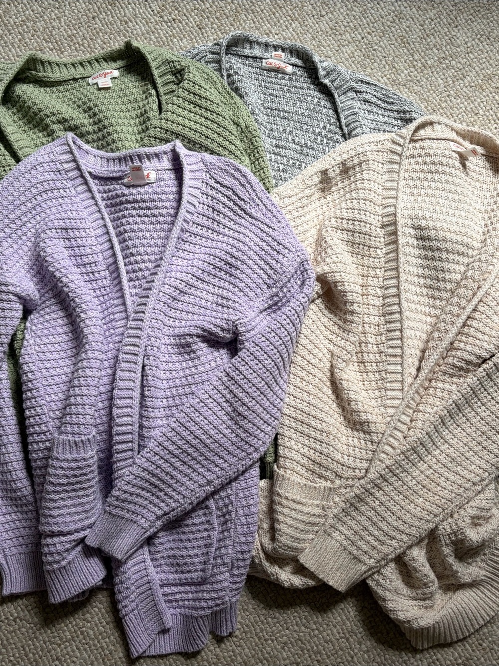 Cat & Jack Open-Front Waffle Knit Cardigans (4)
